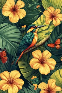 热带花鸟绘 生机丛林图景