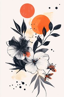 花卉与暖阳的写意插画