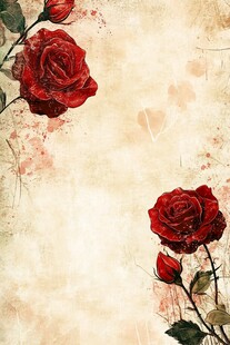 复古风红玫瑰浪漫背景图