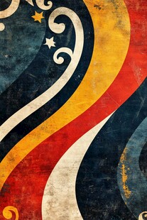 复古多彩波浪线条艺术图案