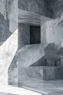 混凝土建筑内的光影空间