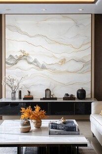 现代客厅水墨山水风背景墙