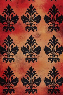 复古红底黑色花纹图案