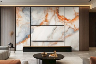 现代客厅大理石电视背景墙
