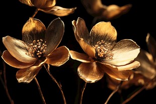 金色花朵绽放的艺术之美