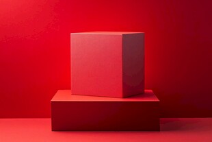 红色立体方块展示场景