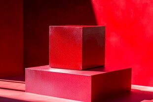 红色立方体光影艺术展示
