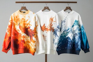三款个性印花卫衣展示