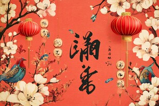 喜庆中式新春花鸟图