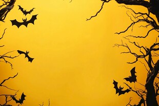 万圣节蝙蝠与枯树景象