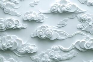 中式浮雕云纹墙面装饰