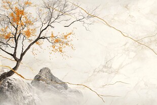 秋树映于山水云雾间