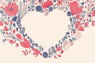 心形花卉边框图案设计