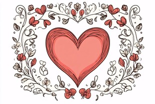 爱心花卉边框插画图案