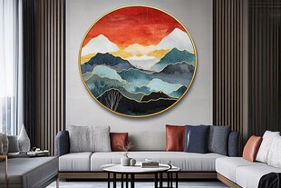 客厅中式山水挂画装饰
