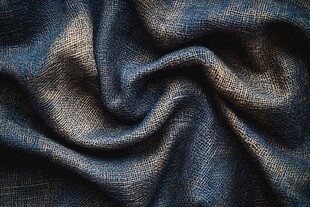 深蓝色纹理褶皱布料特写