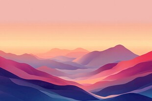 梦幻渐变山间的绚丽暮色