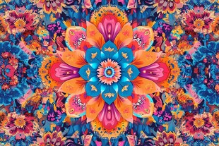 绚丽多彩曼陀罗花纹图案