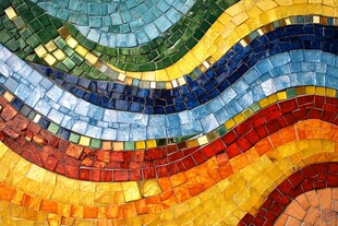 彩色马赛克波浪纹理图案