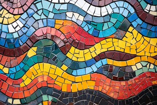 彩色波浪马赛克艺术图案