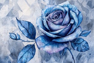 梦幻蓝玫瑰水彩艺术画