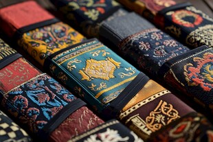 多彩传统刺绣织物展示