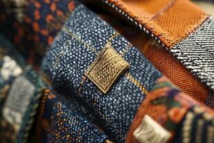 多彩拼布织物细节特写