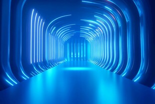 梦幻蓝色科技感光影隧道