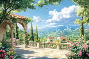 地中海风情庭院美景