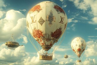 梦幻热气球翱翔蓝天