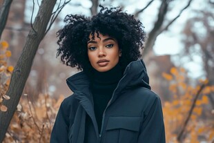 秋日街头的时尚黑人女性