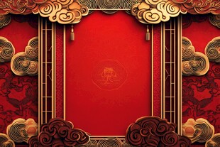 中式红金传统风边框背景