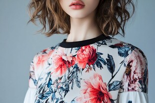 花卉印花上衣的时尚女性