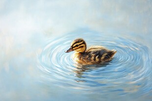 小鸭子在水中悠然游动