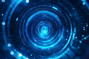 蓝色科技感环形光影背景