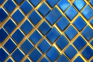 蓝色金色相间瓷砖纹理