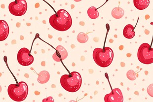 樱桃图案背景 可爱风设计