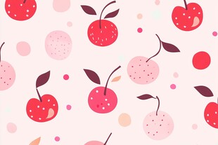 樱桃波点可爱无缝图案