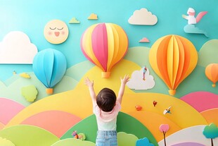 童趣墙面 孩子拥抱梦幻世界