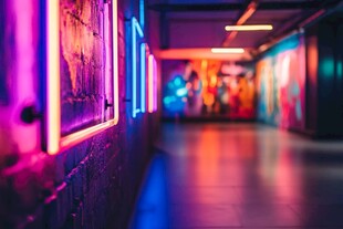 霓虹闪烁的梦幻地下走廊