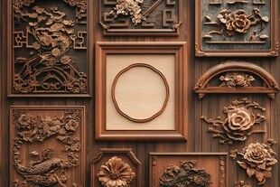 中式木雕装饰与画框组合