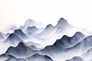 水墨山峦意境图