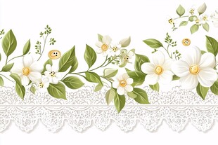 清新花卉蕾丝装饰图案