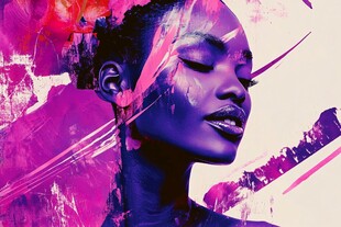 梦幻色彩的非洲裔女性肖像