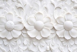 白色花卉浮雕墙面装饰