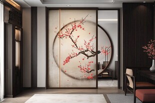 中式客厅的梅花屏风之美
