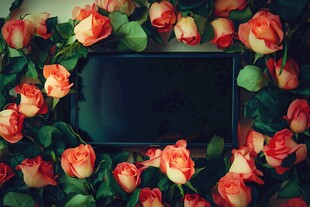 玫瑰簇拥的黑色神秘物件