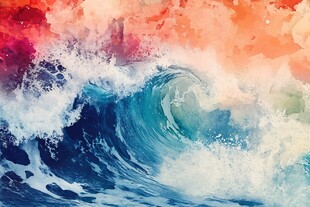 汹涌海浪的梦幻色彩图景