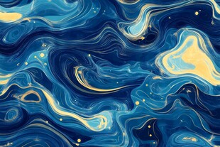 蓝色金纹流体抽象艺术图案