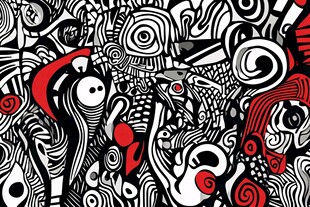 黑白红抽象艺术涂鸦图案